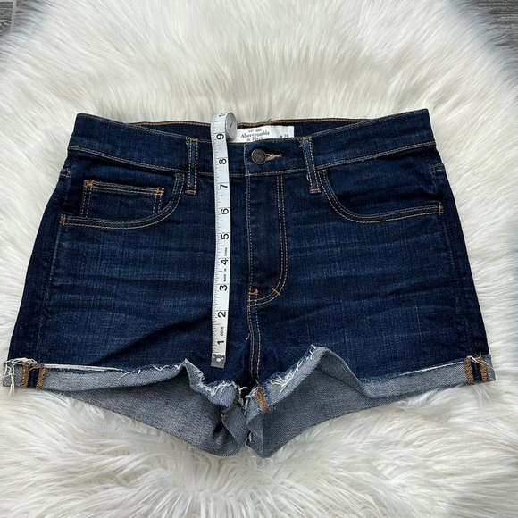 Abercrombie & Fitch Dark Blue Denim Cuffed Shorts - Picture 5 of 8